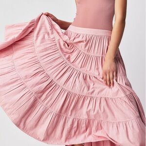 Free people pale pink “ In Full swing ” midi skirt